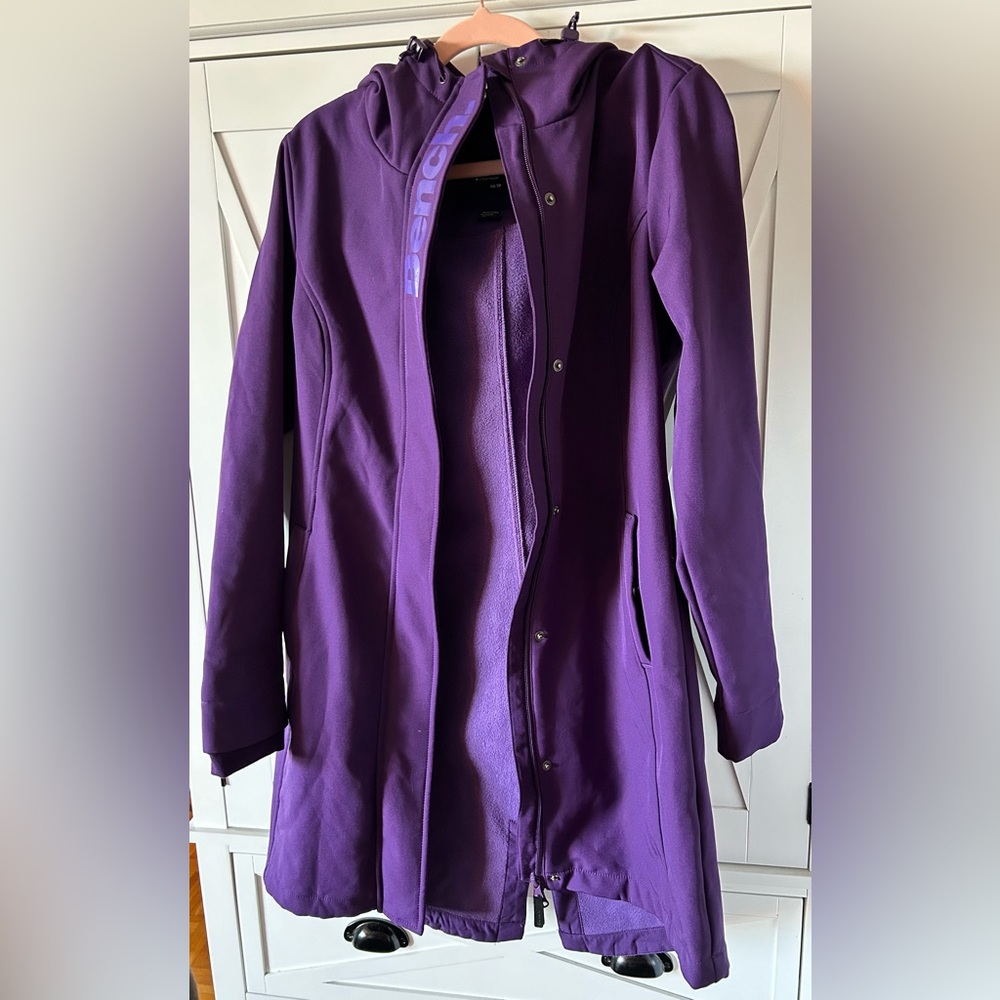 Bench fleece lined long purple jacket, size XS